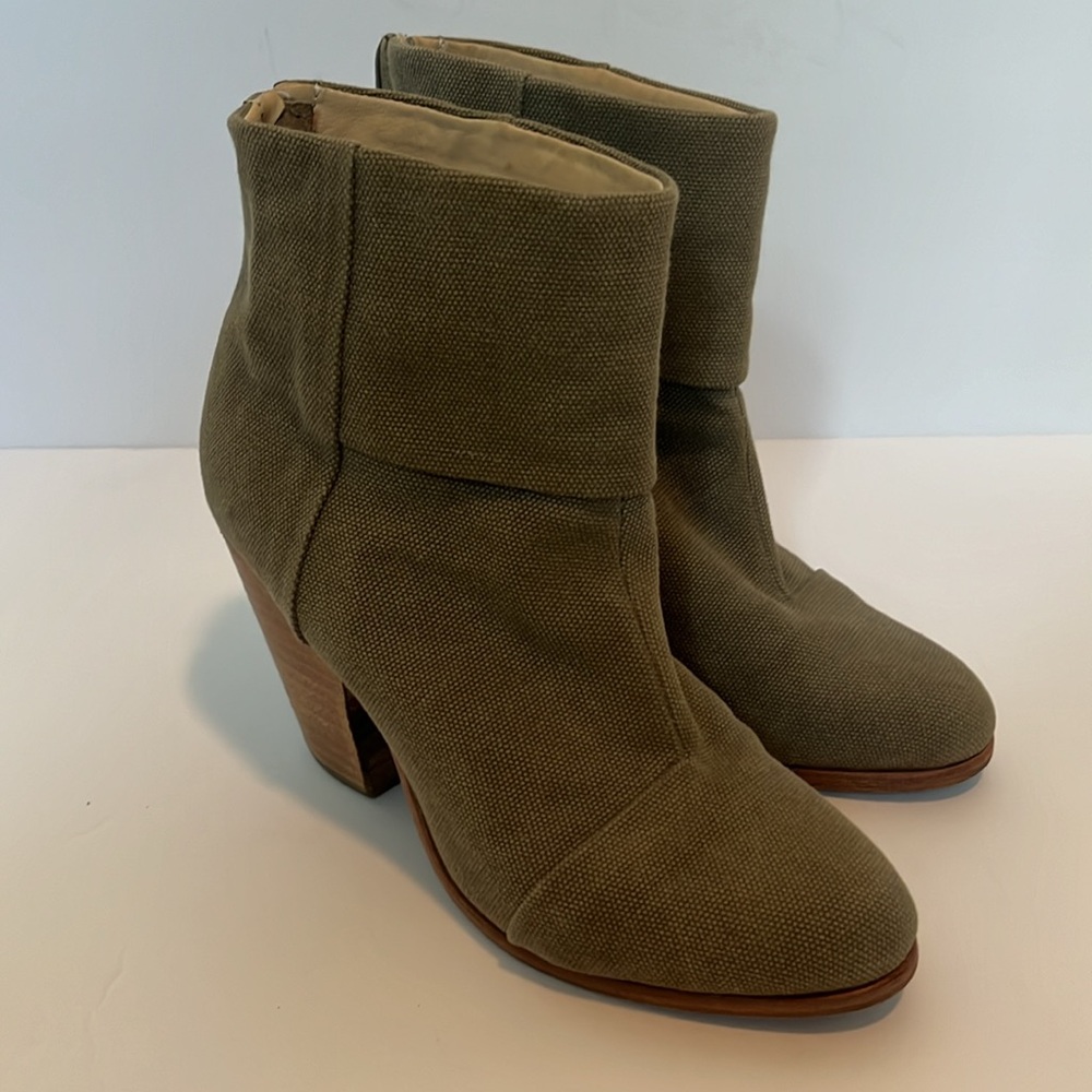 Rag & Bone Linen Newbury Booties in Olive Green 9 - Picture 4 of 9